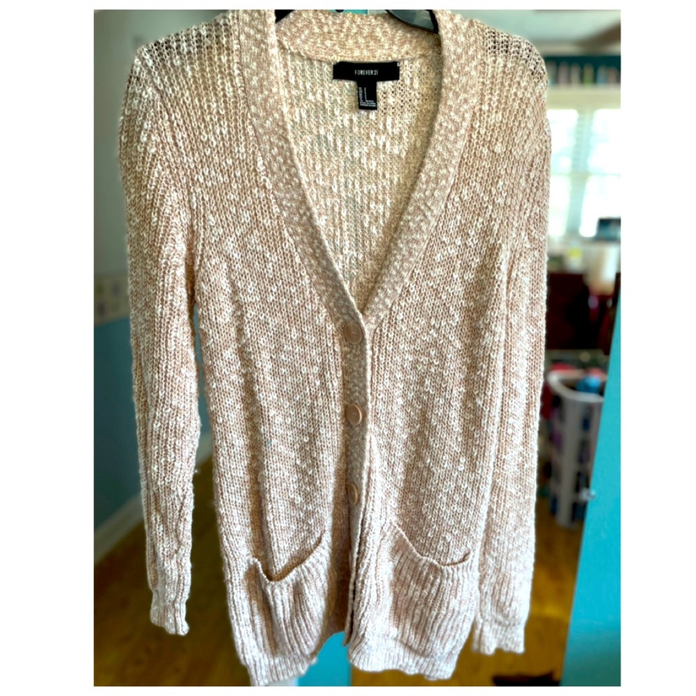Forever 21 tan button down knit cardigan